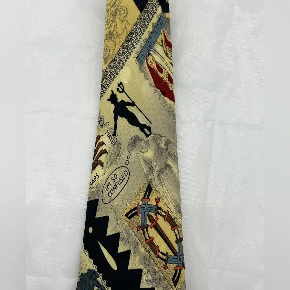 Vintage Nicole Miller 1990s Silk Tie Necktie Whimsical Print 90s Devil Crab